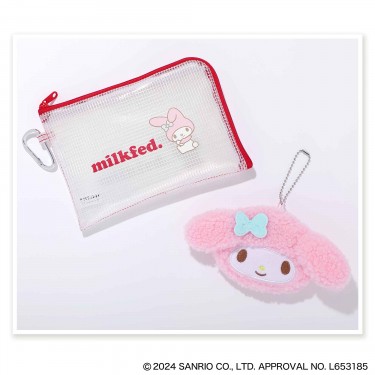 サンリオ『MY MELODY［マイメロディ］×MILKFED.［ミルクフェド］ モコモコ顔ポーチ＆クリアポーチ 豪華2点セット！【miniミニ】2024年11月号増刊 雑誌ふろく『MY MELODY［マイメロディ］×MILKFED.［ミルクフェド］ モコモコ顔ポーチ＆クリアポーチ 豪華2点セット！』がかわいい！見た目・サイズ・金額は？『10月11日(金)発売』