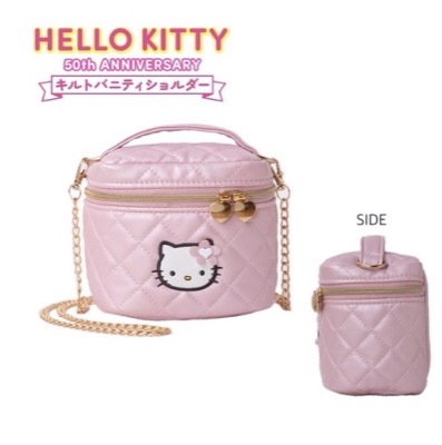 HELLO KITTY 50th ANNIVERSARY キルトバニティショルダーBOOKチェーンの付け外しで2WAY仕様！