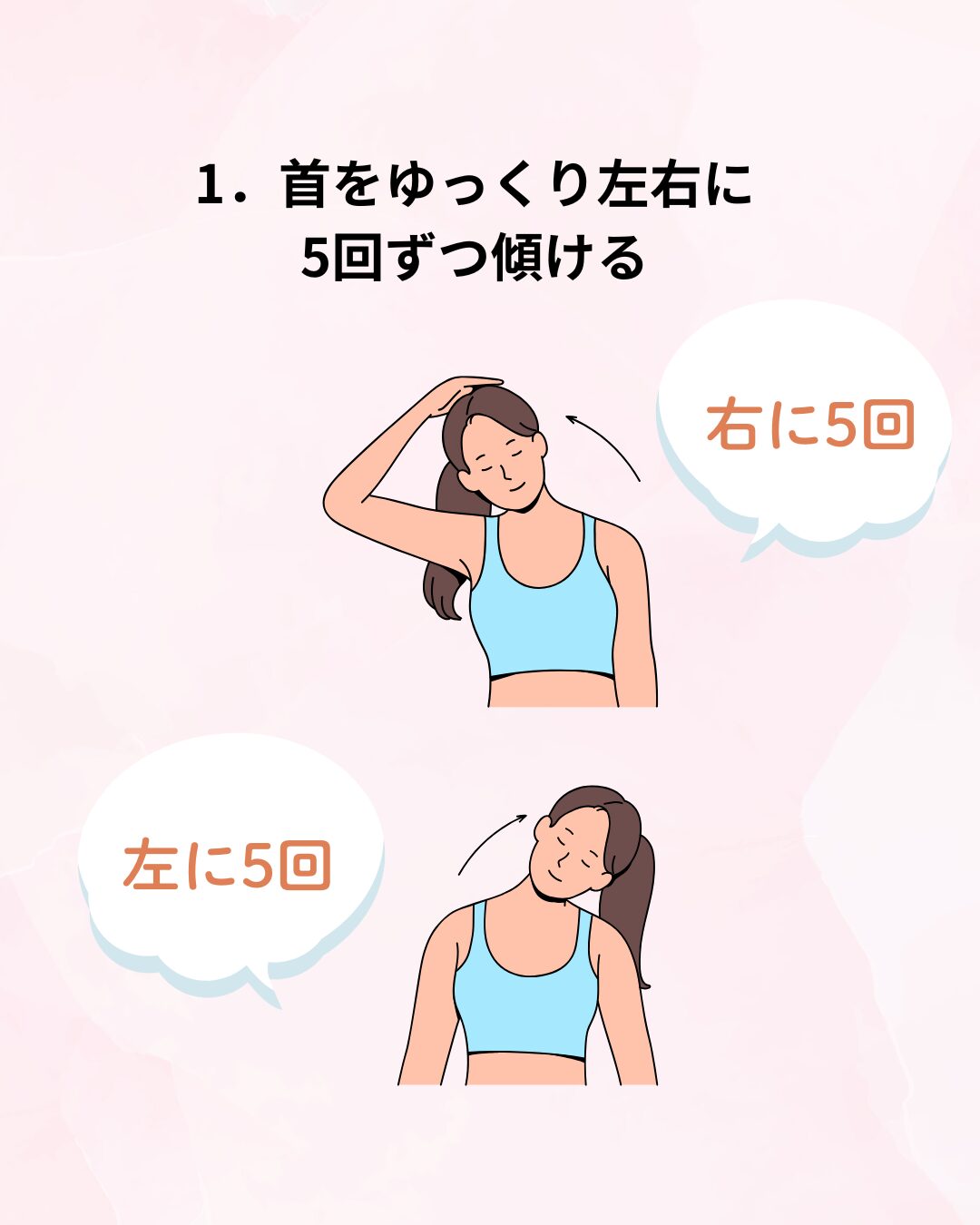 首をゆっくり左右に5回ずつ傾ける